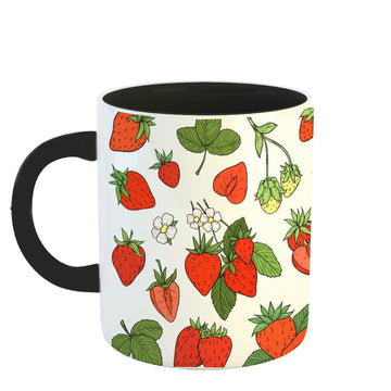 Chillaao Strawberry Pattern Inner Color Black Mug
