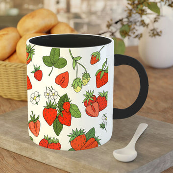 Chillaao Strawberry Pattern Inner Color Black Mug