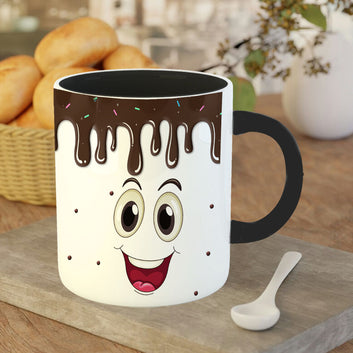 Chillaao Chocolate Drop with Smile Inner Color Black Mug