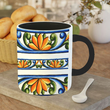 Chillaao Floral Patterns Inner Color Black Mug