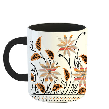 Chillaao Flower Pattern Inner Color Black Mug