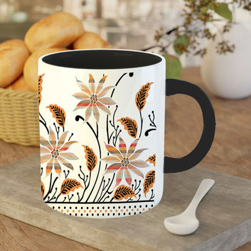 Chillaao Flower Pattern Inner Color Black Mug