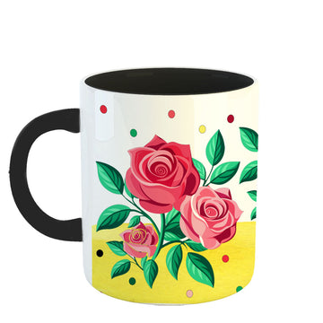 Chillaao Rose Flower Pattern Color Black Mug