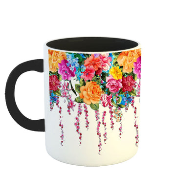 Chillaao Multicolor Flower  Inner Color Black Mug