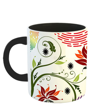 Chillaao Red flower pattern  Inner Color Black Mug