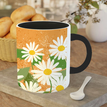 Chillaao Nature Spring Wild Rural  Pattern Inner Color Black Mug
