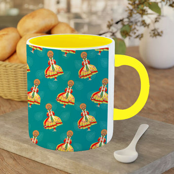 Chillaao kathakali dance pattern  Yellow Mug