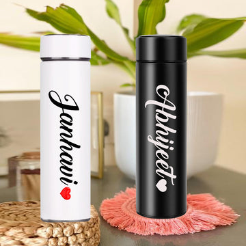 Chillaao Personalized Temperature bottle combo Set (White & Black )