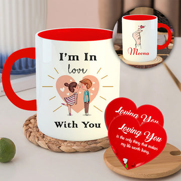 Chillaao Personalized I m Love With you Coffee Mug With Heart Coaster