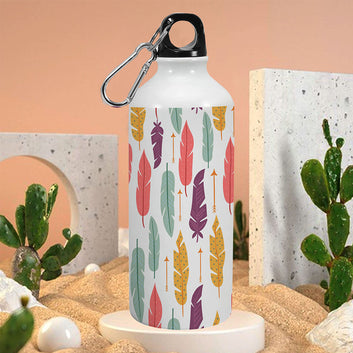 Colourful Feathers Single Walled Water Bottle 600ml
