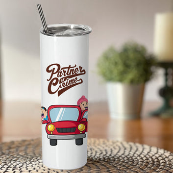 PartnerInCrime Doublewalled Steel White SkinnyTumbler 600ml