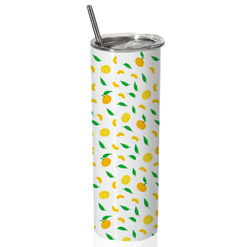 LemonPattern Doublewalled Steel White SkinnyTumbler 600ml