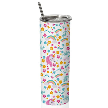 Unicorn Doublewalled Steel White SkinnyTumbler 600ml