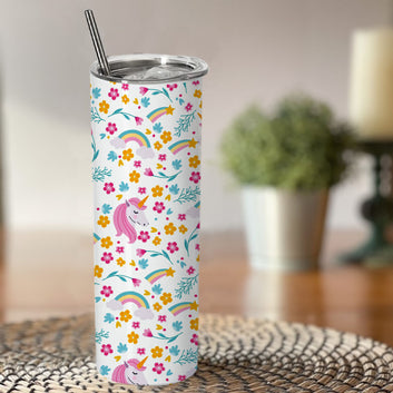 Unicorn Doublewalled Steel White SkinnyTumbler 600ml