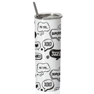 PositiveWords Doublewalled Steel White SkinnyTumbler 600ml