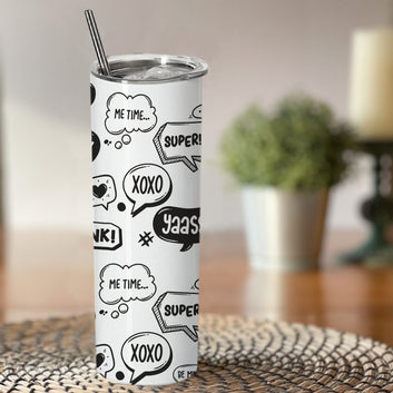 PositiveWords Doublewalled Steel White SkinnyTumbler 600ml