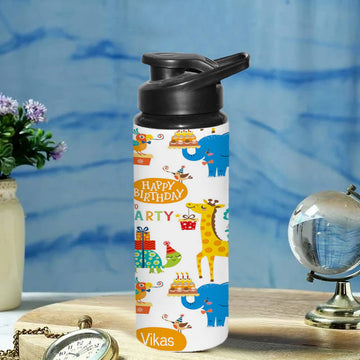 Chillaao Personalized BB8 _ Happy Birthday Animal Bear Celebrate Birthday Sipper Bottle