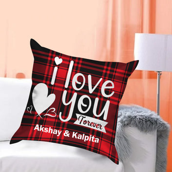 Chillaao Personalized I love You Checks Stain Pillow