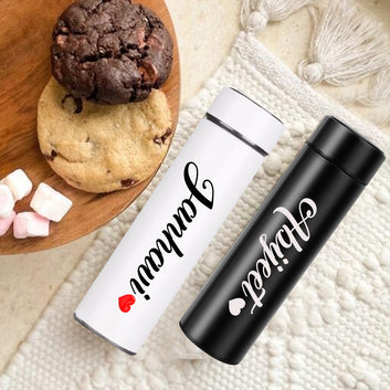 Chillaao Personalized Temperature bottle combo Set (White & Black )