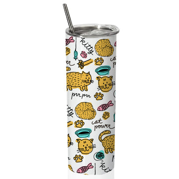 Chillaao kitty cat power skinny tumblers