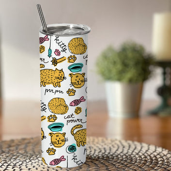 Chillaao kitty cat power skinny tumblers