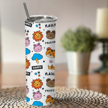 Chillaao happy animals friends  skinny tumblers