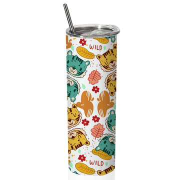 Chillaao wild tiger face skinny tumblers