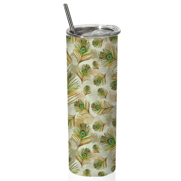 Chillaao peacock feather pattern  skinny tumblers