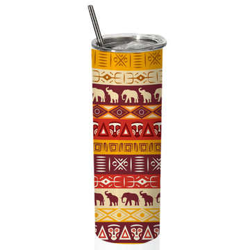 Chillaao warily art African pattern design  skinny tumblers