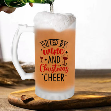 Chillaao Fulfilled by Wine and Christmas Cheer Beer Mug