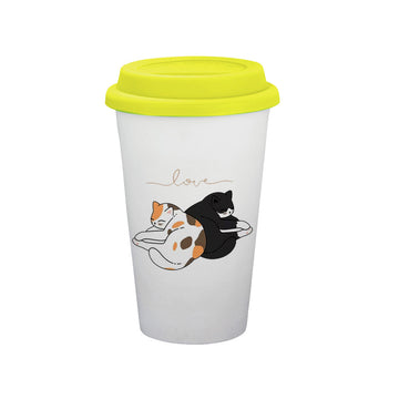 Chillaao Love Cat Ceramic Tumbler Yellow Lid