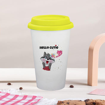 Chillaao Hello Cutie Ceramic Tumbler Yellow Lid