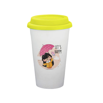 Chillaao Let's Happy Ceramic Tumbler Yellow Lid