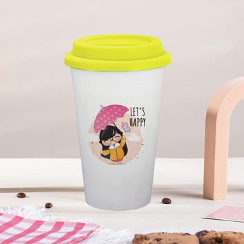Chillaao Let's Happy Ceramic Tumbler Yellow Lid