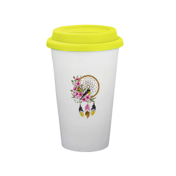 Chillaao Dream Catcher Ceramic Tumbler Yellow Lid