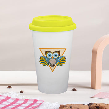 Chillaao Decorative Owl With Triangle Tumbler Yellow Lid