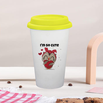 Chillaao I Am So Cute Ceramic Tumbler Yellow Lid