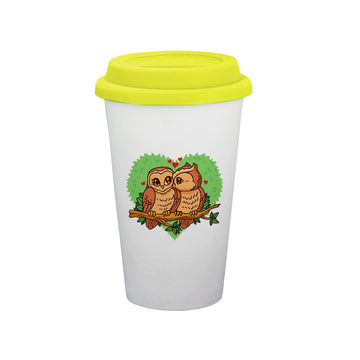 Chillaao Animal Couple Ceramic Tumbler Yellow Lid