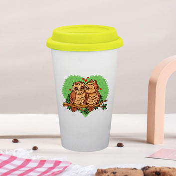 Chillaao Animal Couple Ceramic Tumbler Yellow Lid