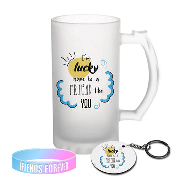 Chillaao I'm lucky have to a Friend Like you Frosted Beer Mug