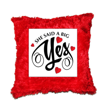 Chillaao She Said Big Yes Fur Pillow