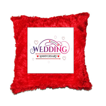 Chillaao Happy Wedding Anniversary Fur Pillow
