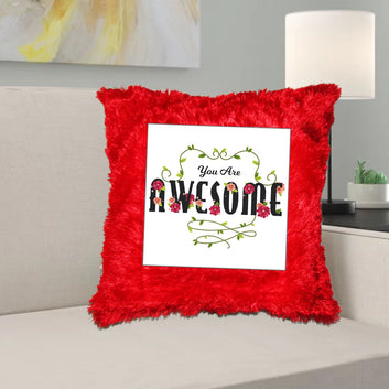 Chillaao You are Awesome Fur Pillow