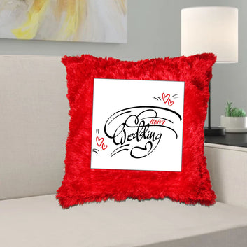 Chillaao Happy Wedding Anniversary Fur Pillow