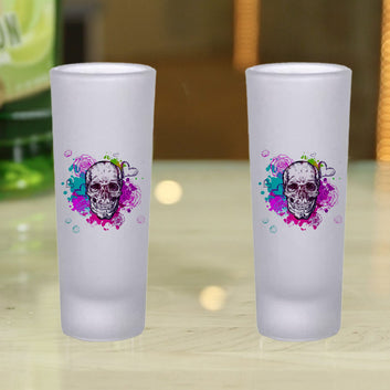 Frosted Shooter Glasses Design -Colorful Skull