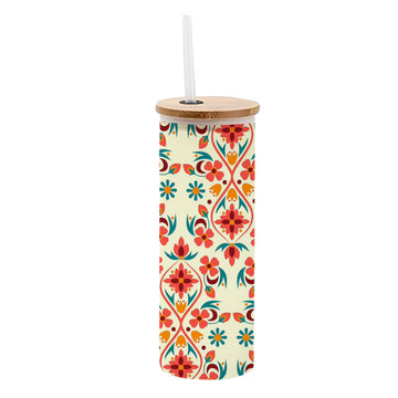 Chillaao Flower Pattern Frosted Skinny Tumbler