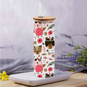 Chillaao Owl Pattern Frosted Skinny Tumbler