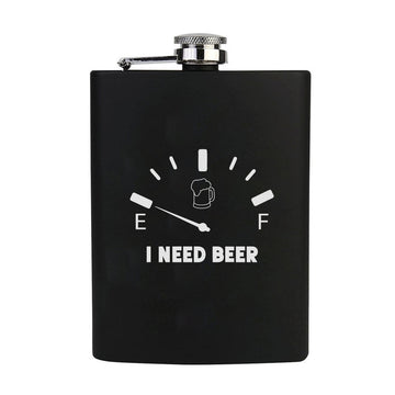 Stainless Steel Engraved Hip Flask Design - I need Beer