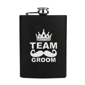 Stainless Steel Engraved Hip Flask Design - Team Groom