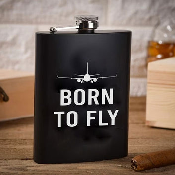 Stainless Steel Engraved Hip Flask Design - Born to Fly
